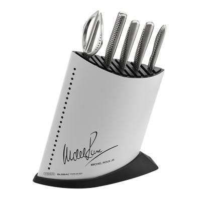 Global 6Pce MRJ Knife Block Set White/Black