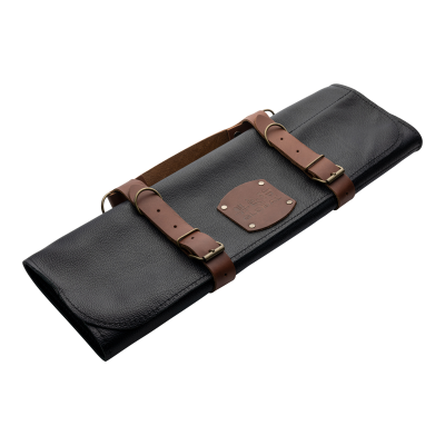 Global 10 Pocket Black Leather Knife Case