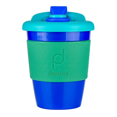 Drink Pod Re-Useable Coffee Cup Plastic 340ml Blue