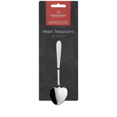 Windsor Carded 18/0 4 Loveheart Teaspoons