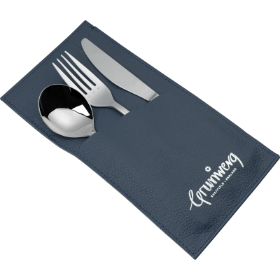 3 PCE CUTLERY SET WITH LEATHER POUCH, FESTIVAL