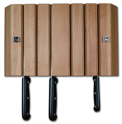 6 Slot Wall Mounted Wood Knife Block