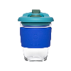 Drink Pod Re-Useable Coffee Cup Glass 340ml Blue