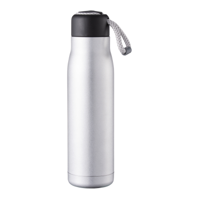 Vacuum Drinks Bottle with Hanging Cord 0.5L Silver