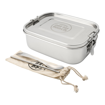 Out For Lunch S/S Lunch Box 800ml with Spork, Straw & Bag Mirror