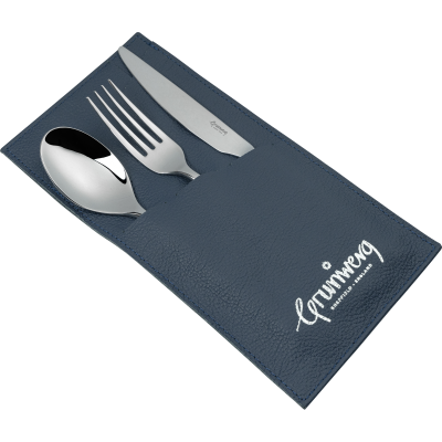 3 PCE CUTLERY SET WITH LEATHER POUCH, GLISS