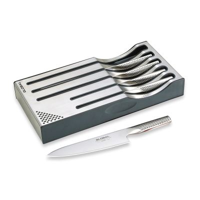 Global 5 Piece Knife Set with S/S Dock (G-2,3,9,GS-5,11)