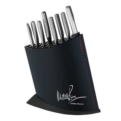 Global 10Pce MRJ Knife Block Set Black/Red