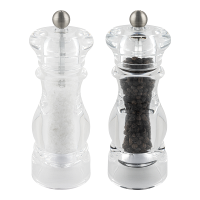 G Mill 6600 2 Piece Clear Acryllic Salt & Pepper Mill Set 17cm