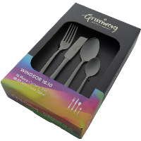 Windsor 18/10 16 Piece Cutlery Set Black Finish