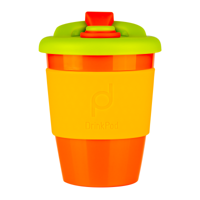 Drink Pod Re-Useable Coffee Cup Plastic 340ml Orange