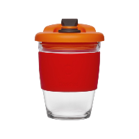 Drink Pod Re-Useable Coffee Cup Glass 340ml Red