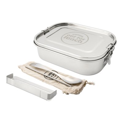 Out For Lunch S/S Lunch Box 1400ml with Divider, Spork, Straw & Bag Mirror