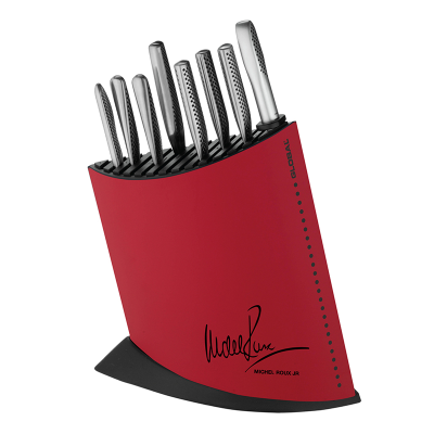 Global 10Pce MRJ Knife Block Set Red/Black