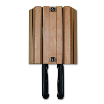 4 Slot Wall Mounted Wood Knife Block