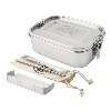 Out For Lunch S/S Lunch Box 800ml with Divider, Spork, Straw & Bag Mirror