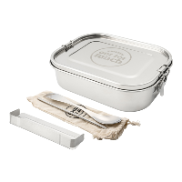 Out For Lunch S/S Lunch Box 1400ml with Divider, Spork, Straw & Bag Mirror