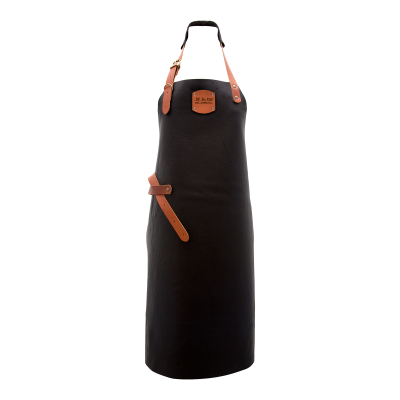 Global Black Leather Apron Brown Straps