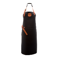 Global Black Leather Apron Brown Straps
