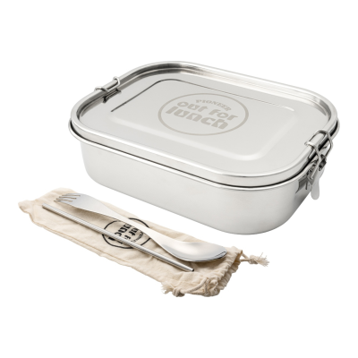 Out For Lunch S/S Lunch Box 1400ml with Spork, Straw & Bag Mirror