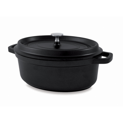 Commichef Cast Alluminium Oval Casserole & Cover,31X25cm,Black