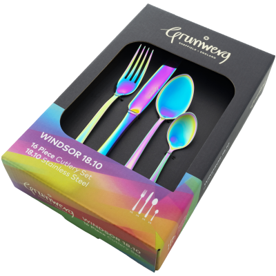 Windsor 18/10 16 Piece Cutlery Set Rainbow Finish