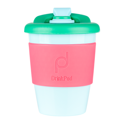 Drink Pod Re-Useable Coffee Cup Plastic 340ml Pink