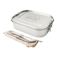 Out For Lunch S/S Lunch Box 1400ml with Spork, Straw & Bag Mirror