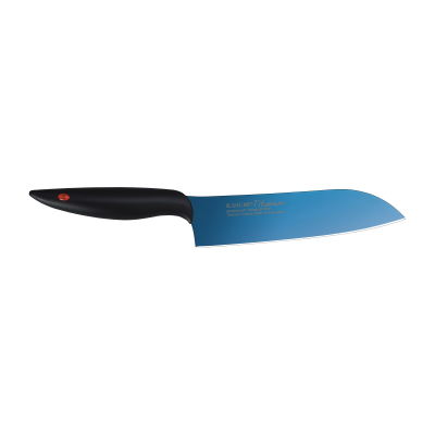 Kasumi Titanium Santoku Knife 18cm Blue