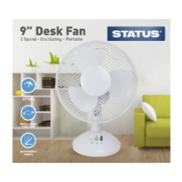 Status 9" White Desk Fan