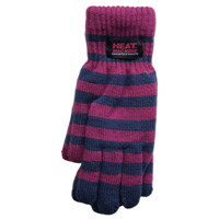 Ladies striped thermal insulated gloves (assorted colours)