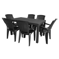 Flora 7 Piece Dining Set Anthracite