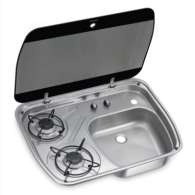 dometic 2 Burner Gas Hob/Sink Combi with Glass Lid)