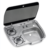 dometic 2 Burner Gas Hob/Sink Combi with Glass Lid)