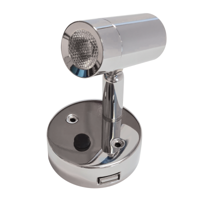 Nano Chrome 12v LED Spot Light with USB