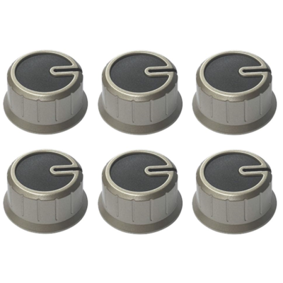 Thetford I-Drive Knob Set - Brushed Nickel/Black (6 pack)