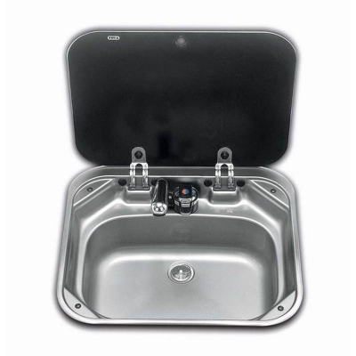 Dometic Smev VA8005 Square Sink with Black Glass Lid