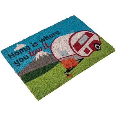 Heavy Duty Coir Home Is Where You Tow It Mat - Caravan